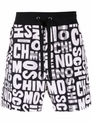 Moschino graphic-print cotton track shorts - Black