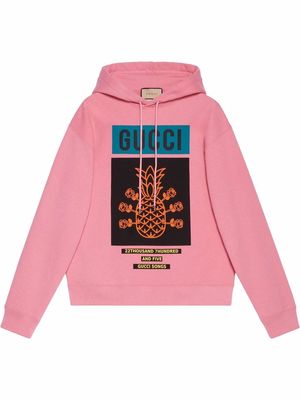 Gucci Bee-print cotton hoodie - Pink