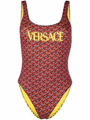 Versace geometric-print swimsuit - Yellow