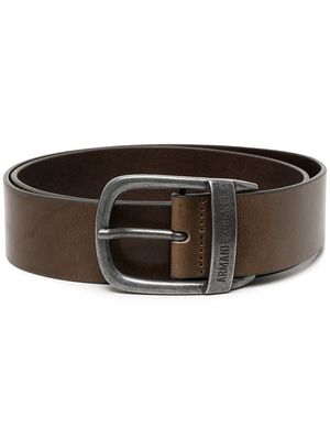 Armani Exchange engraved-buckle leather belt - Brown