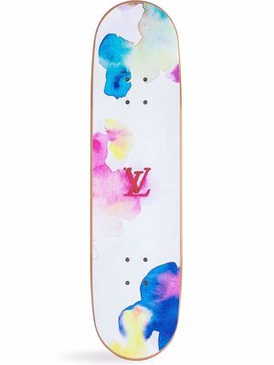 Louis Vuitton 2021 pre-owned Watercolour Monogram-print skateboard - White