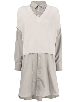 izzue layered-detail shirt dress - Grey