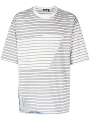 FIVE CM striped patchwork T-shirt - Grey