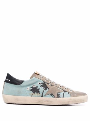 Golden Goose Super-Star palm-print low-top sneakers - Blue