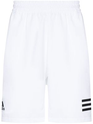 Adidas Tennis 3-Stripes logo print elasticated shorts - White