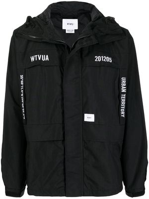 WTAPS logo-print zip-up sport jacket - Black