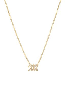 BYCHARI Diamond Zodiac Pendant Necklace in 14K Yellow Gold - Aquarius