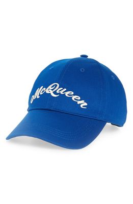 Alexander McQueen Embroidered Baseball Cap in Royal/Ivory