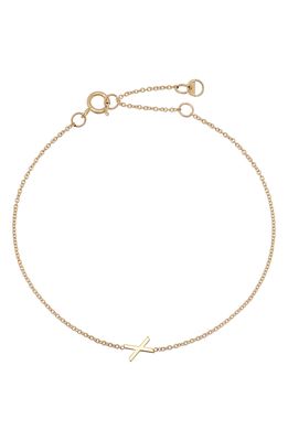 BYCHARI Initial Pendant Bracelet in 14K Yellow Gold-X