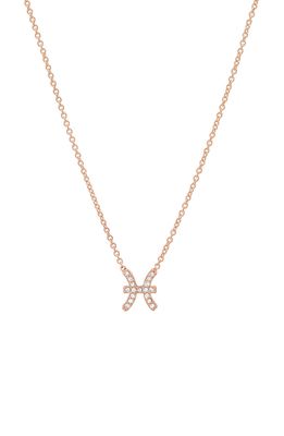 BYCHARI Diamond Zodiac Pendant Necklace in 14K Rose Gold - Pisces