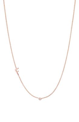 BYCHARI Asymmetric Initial & Diamond Pendant Necklace in 14K Rose Gold-F