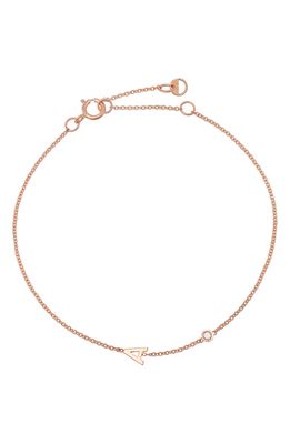 BYCHARI Initial & Diamond Bracelet in 14K Rose Gold-A