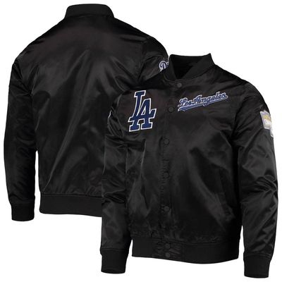 Men's Pro Standard Black Los Angeles Dodgers Wordmark Satin Full-Snap Jacket