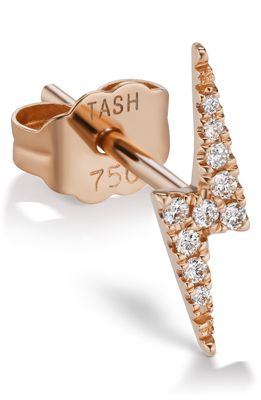 Maria Tash Diamond Lightning Bolt Stud Earring in Rose Gold/Diamond