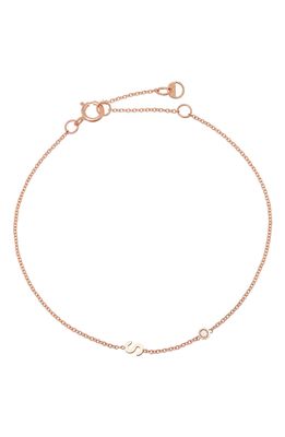 BYCHARI Initial & Diamond Bracelet in 14K Rose Gold-S