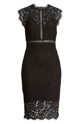 Bardot Lace Sheath Dress in Black