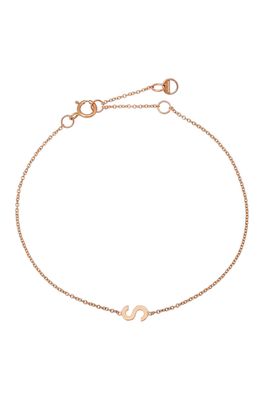 BYCHARI Initial Pendant Bracelet in 14K Rose Gold-S