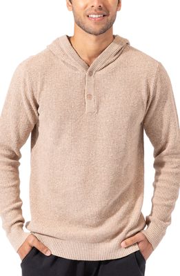 Threads 4 Thought Trim Fit Waffle Knit Henley Hoodie in Acorn