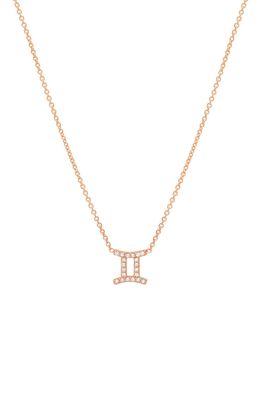 BYCHARI Diamond Zodiac Pendant Necklace in 14K Rose Gold - Gemini