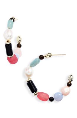 Kendra Scott Willa Beaded Hoop Earrings in Gold Multi Mix