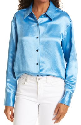 rag & bone Elias Satin Button-Up Shirt in Bright Blue