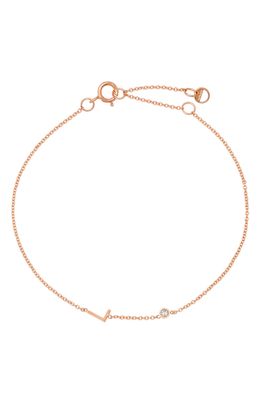 BYCHARI Initial & Diamond Bracelet in 14K Rose Gold-L