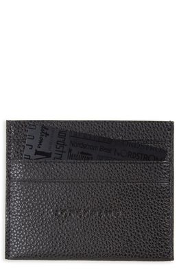 Longchamp 'Le Foulonne' Pebbled Leather Card Holder in Black