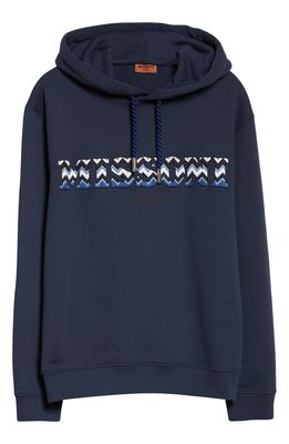 Missoni Embroidered Logo Hoodie in Blue Zigzag Embroidered Logo