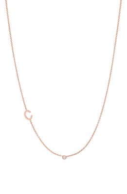BYCHARI Asymmetric Initial & Diamond Pendant Necklace in 14K Rose Gold-C