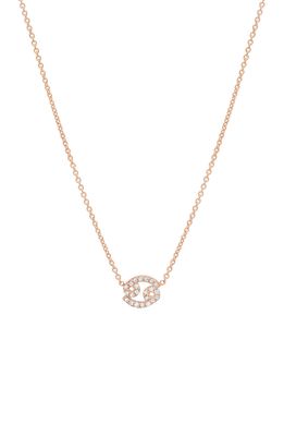 BYCHARI Diamond Zodiac Pendant Necklace in 14K Rose Gold - Cancer
