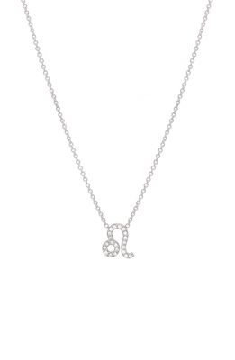 BYCHARI Diamond Zodiac Pendant Necklace in 14K White Gold - Leo