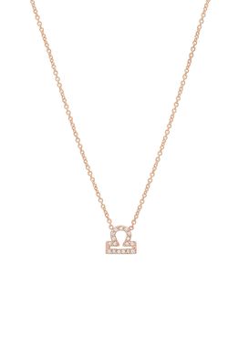 BYCHARI Diamond Zodiac Pendant Necklace in 14K Rose Gold - Libra