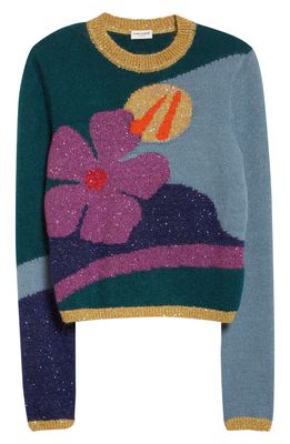 Saint Laurent Women's Pop Art Sequin Floral Jacquard Sweater in Multicolore/Brillant