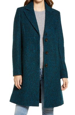 Sam Edelman Notched Lapel Reefer Coat in Teal/Black