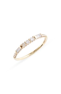 Jennie Kwon Designs Round & Baguette Diamond Ring in Yellow Gold/Diamond