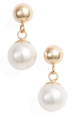 Poppy Finch Pearl Drop Earrings in Yellow Gold/Pearl