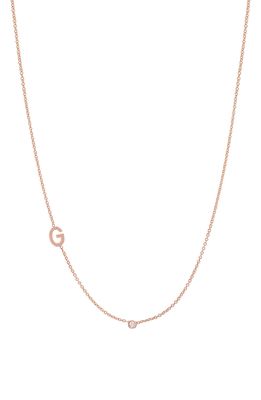 BYCHARI Asymmetric Initial & Diamond Pendant Necklace in 14K Rose Gold-G