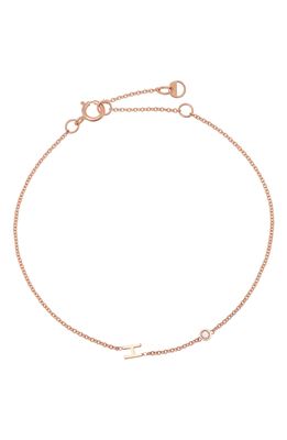 BYCHARI Initial & Diamond Bracelet in 14K Rose Gold-H