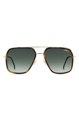 Carrera Eyewear 59mm Gradient Rectangle Aviator Sunglasses in Havana Gold /Green
