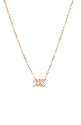 BYCHARI Diamond Zodiac Pendant Necklace in 14K Rose Gold - Aquarius
