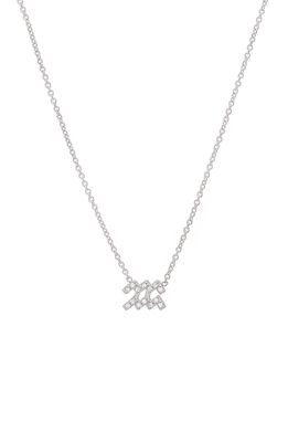 BYCHARI Diamond Zodiac Pendant Necklace in 14K White Gold - Aquarius