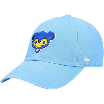 Men's '47 Light Blue Chicago Cubs Logo Cooperstown Collection Clean Up Adjustable Hat
