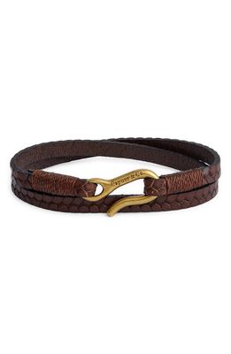 Caputo & Co. Men's Embossed Leather Wrap Bracelet in Dark Brown