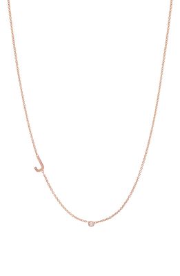 BYCHARI Asymmetric Initial & Diamond Pendant Necklace in 14K Rose Gold-J
