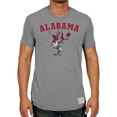 Men's Original Retro Brand Heathered Gray Alabama Crimson Tide Vintage Punting Big Al Tri-Blend T-Shirt in Heather Gray
