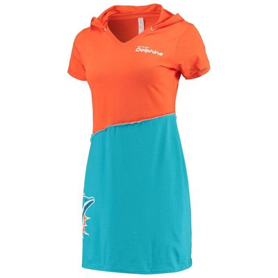Women's Refried Apparel Orange/Aqua Miami Dolphins Sustainable Hooded Mini Dress