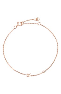 BYCHARI Initial & Diamond Bracelet in 14K Rose Gold-R