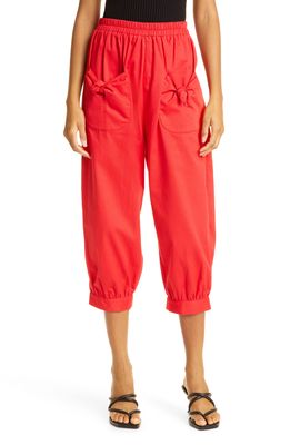 Batsheva Crop Cotton Pants in Red Twill