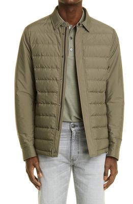 ZEGNA Stratos Quilted Down Shirt Jacket in Green