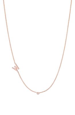 BYCHARI Asymmetric Initial & Diamond Pendant Necklace in 14K Rose Gold-W